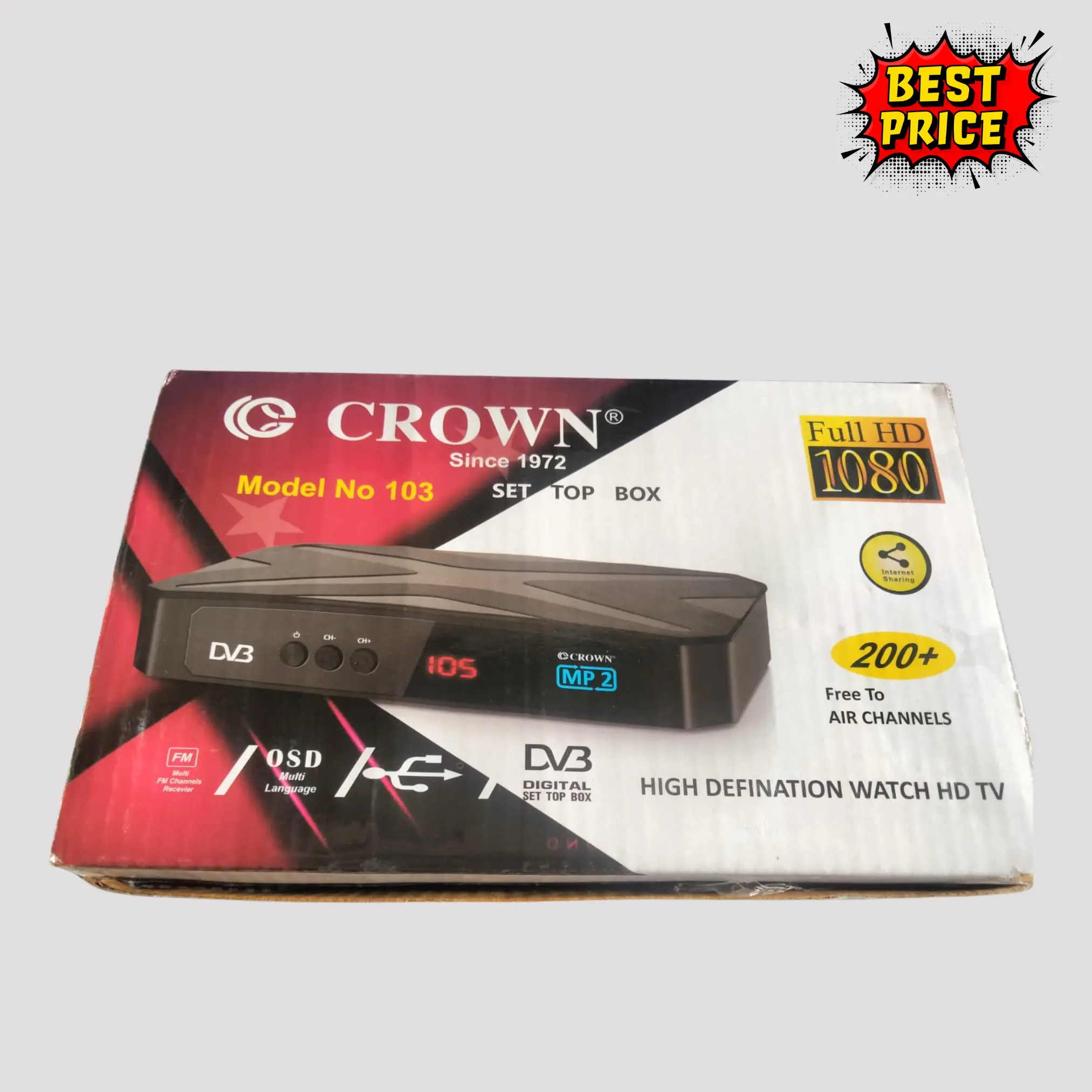 Crown Free to Air Set Top Box | No Monthly Recharge